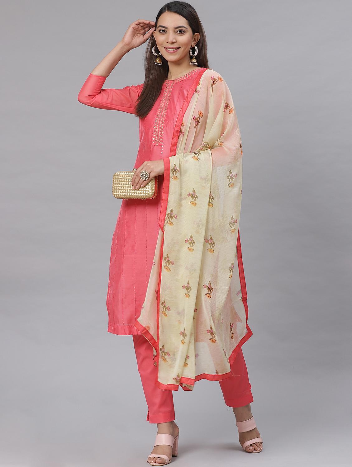 embroidered straight pant unstitched suit - 17540155 - Zoom Image - 1