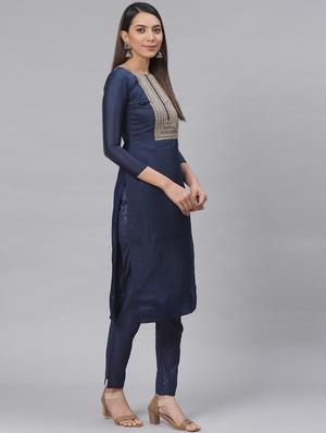 embroidered straight pant unstitched suit - 17540156 - Standard Image - 2