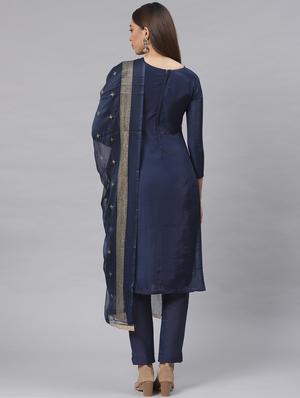 embroidered straight pant unstitched suit - 17540156 - Standard Image - 3