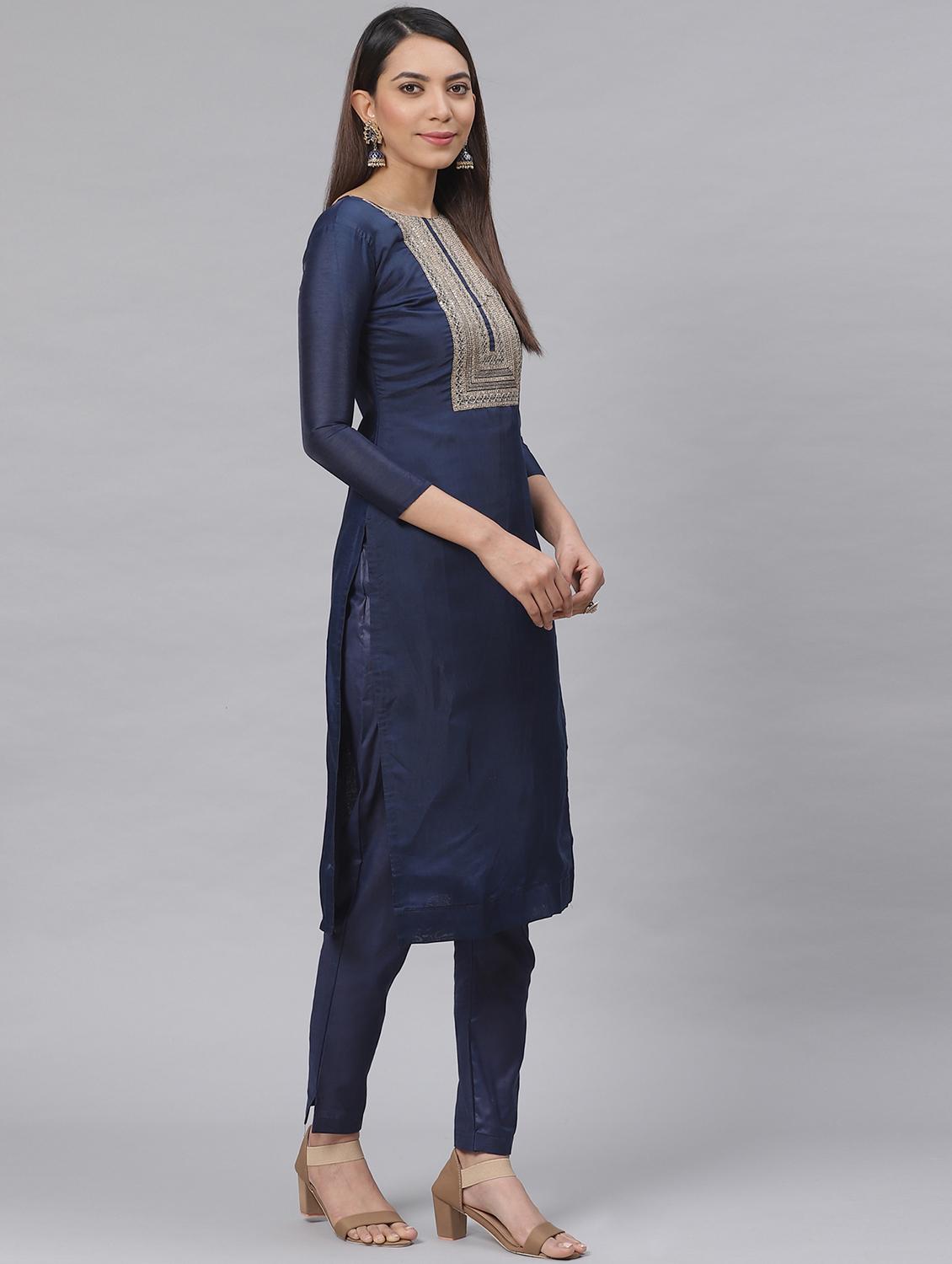 embroidered straight pant unstitched suit - 17540156 - Zoom Image - 2