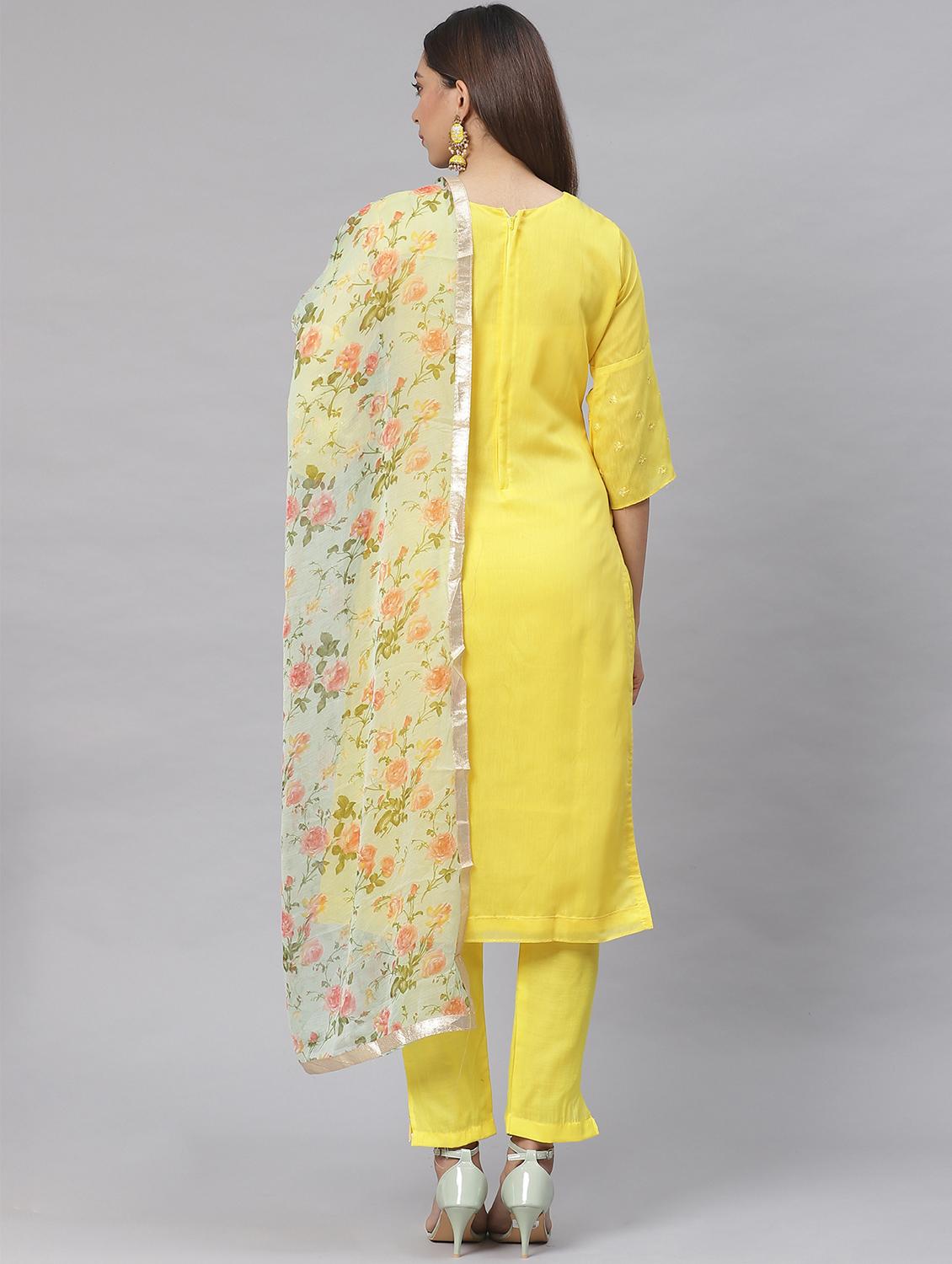 embroidered straight pant unstitched suit - 17540162 - Zoom Image - 3