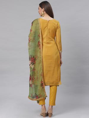 embroidered straight pant unstitched suit - 17540163 - Standard Image - 3