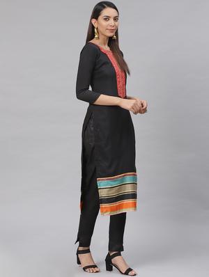 embroidered straight pant unstitched suit - 17540164 - Standard Image - 2