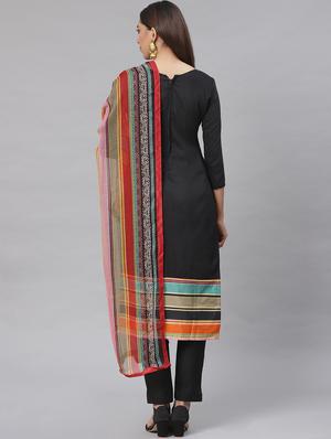 embroidered straight pant unstitched suit - 17540164 - Standard Image - 3