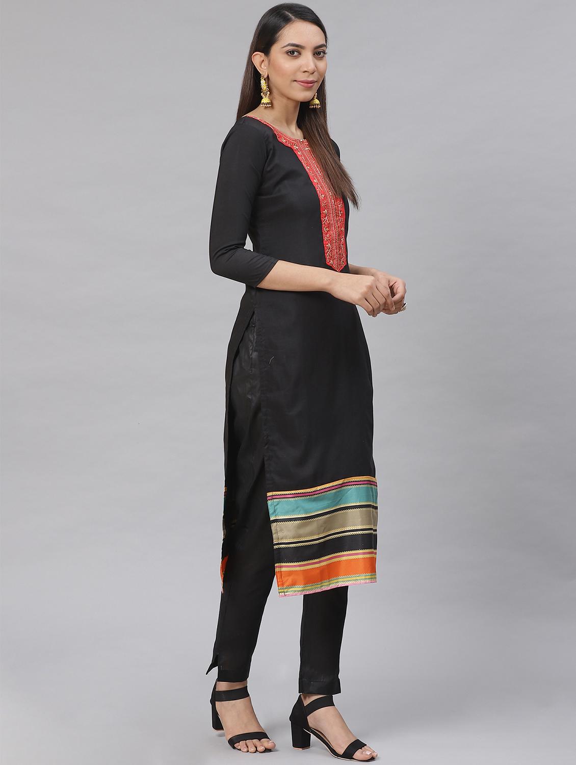 embroidered straight pant unstitched suit - 17540164 - Zoom Image - 2