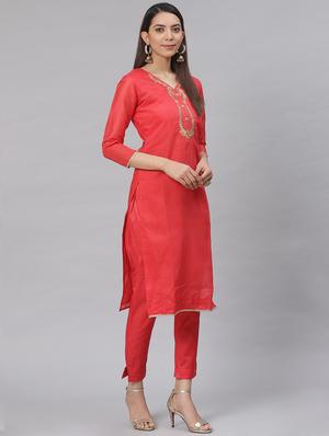 embroidered straight pant unstitched suit - 17540166 - Standard Image - 2