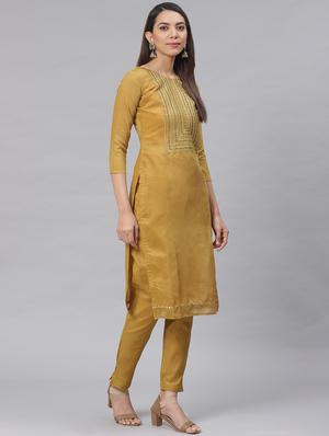 embroidered straight pant unstitched suit - 17540167 - Standard Image - 2