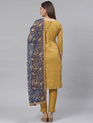 embroidered straight pant unstitched suit - 17540167 - Standard Image - 3