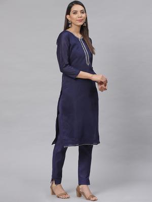 embroidered straight pant unstitched suit - 17540170 - Standard Image - 2
