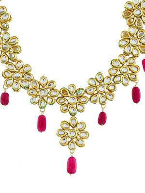 traditional pink jadau kundan bridal jewellery set - 17540184 - Standard Image - 3