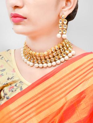 gold brass bridal necklace - 17540186 - Standard Image - 4