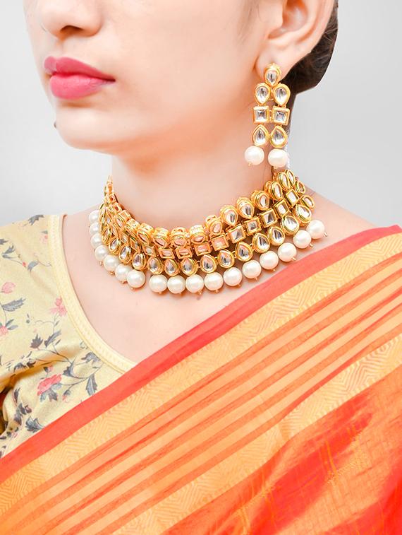 gold brass bridal necklace - 17540186 - Zoom Image - 4