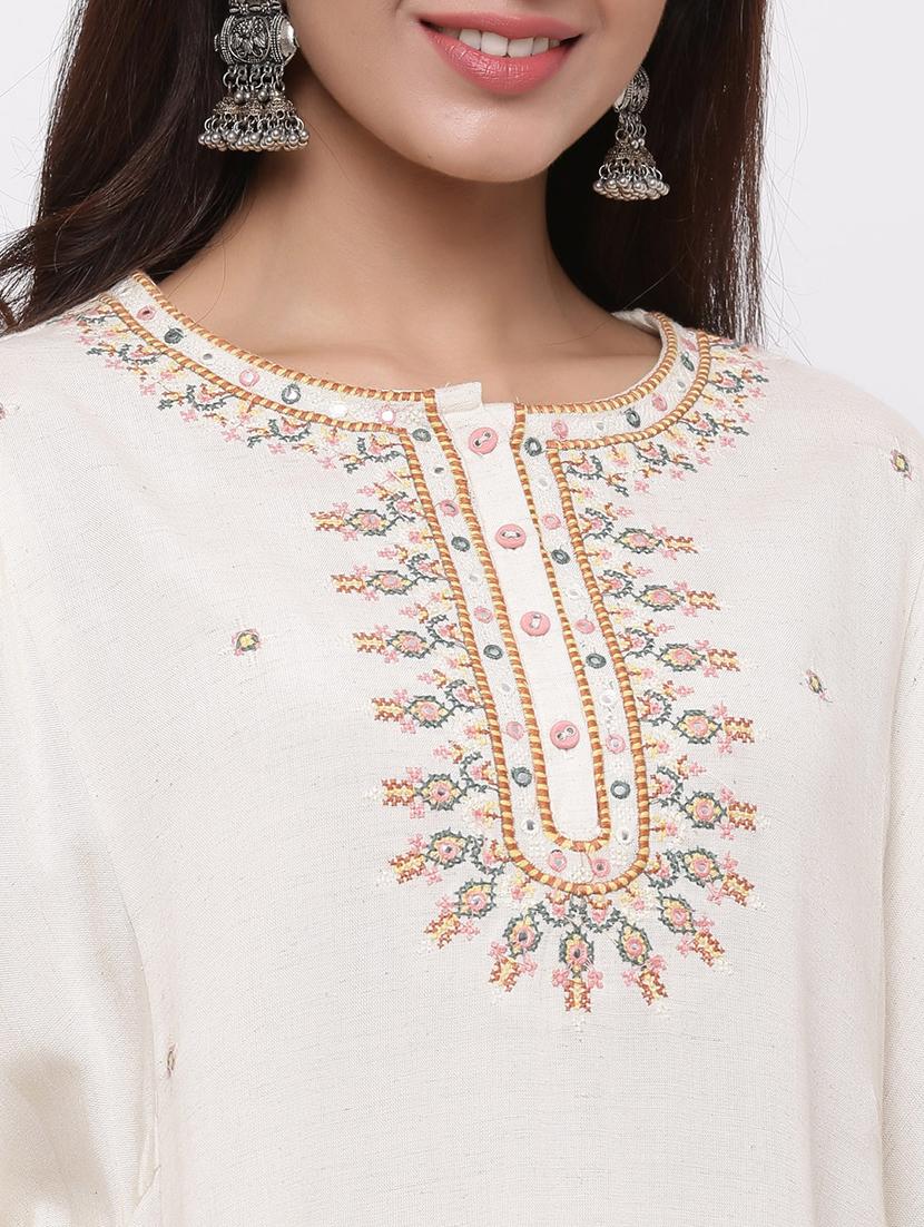 off-white asymmetric kurta - 17540192 - Zoom Image - 4