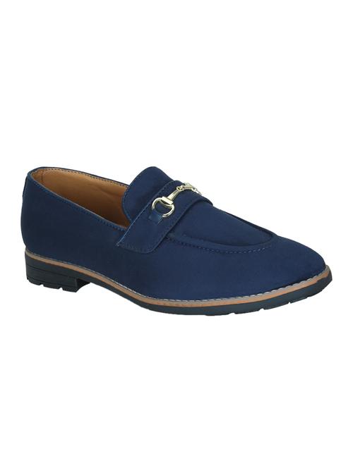 navy faux leather slip on moccasins - 17540282 - Standard Image - 1