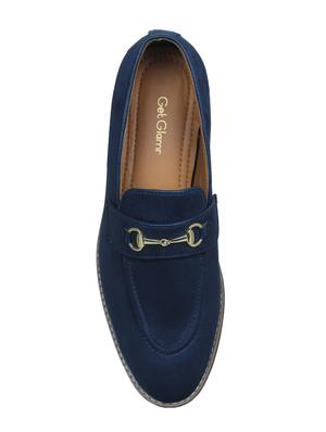 navy faux leather slip on moccasins - 17540282 - Standard Image - 4