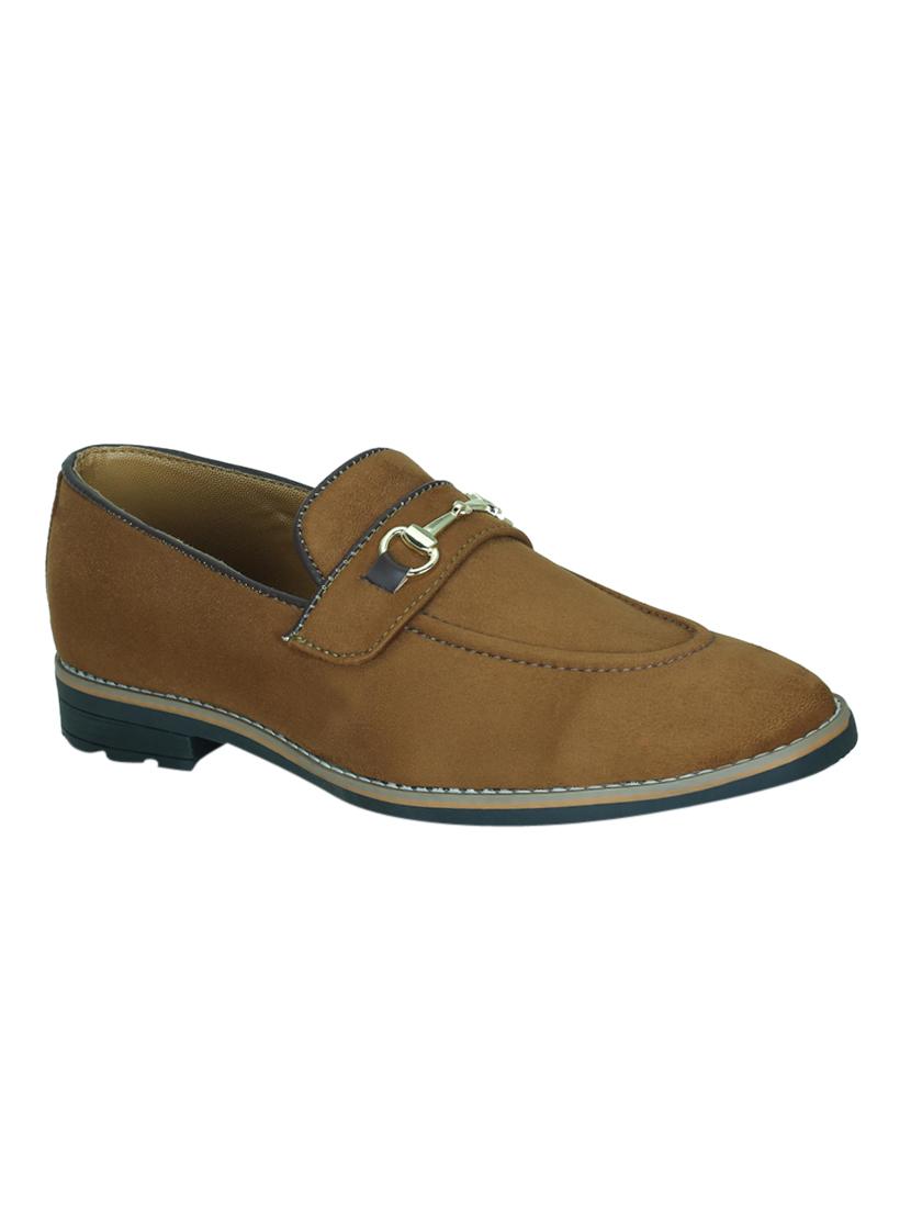 tan faux leather slip on moccasins - 17540283 - Zoom Image - 1