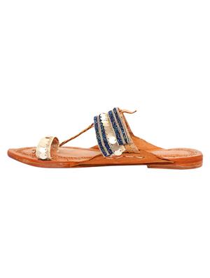 multi colored leather slip on kolhapuris - 17540319 - Standard Image - 2