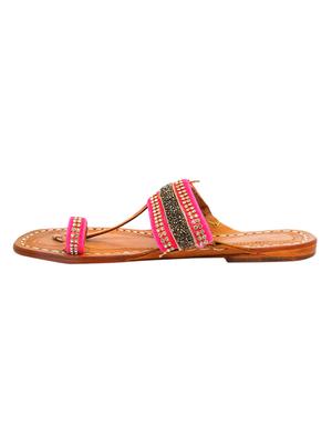 multi colored leather slip on kolhapuris - 17540333 - Standard Image - 2