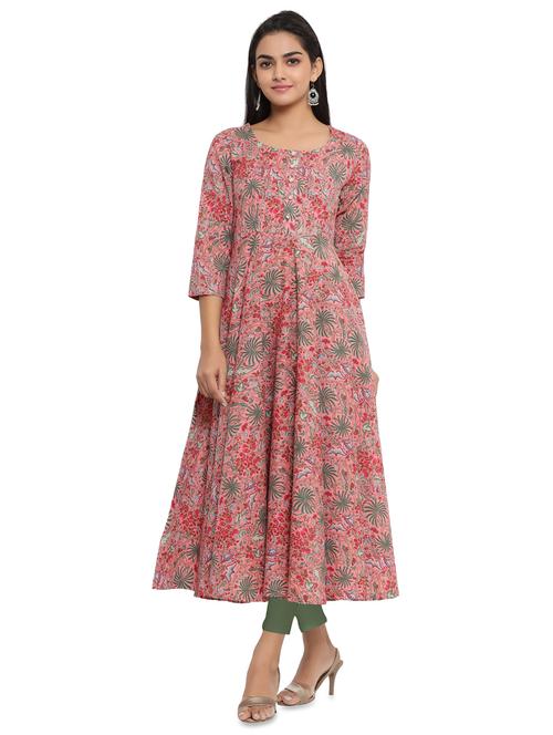 floral print flared kurta - 17540501 - Very Small Image - 1