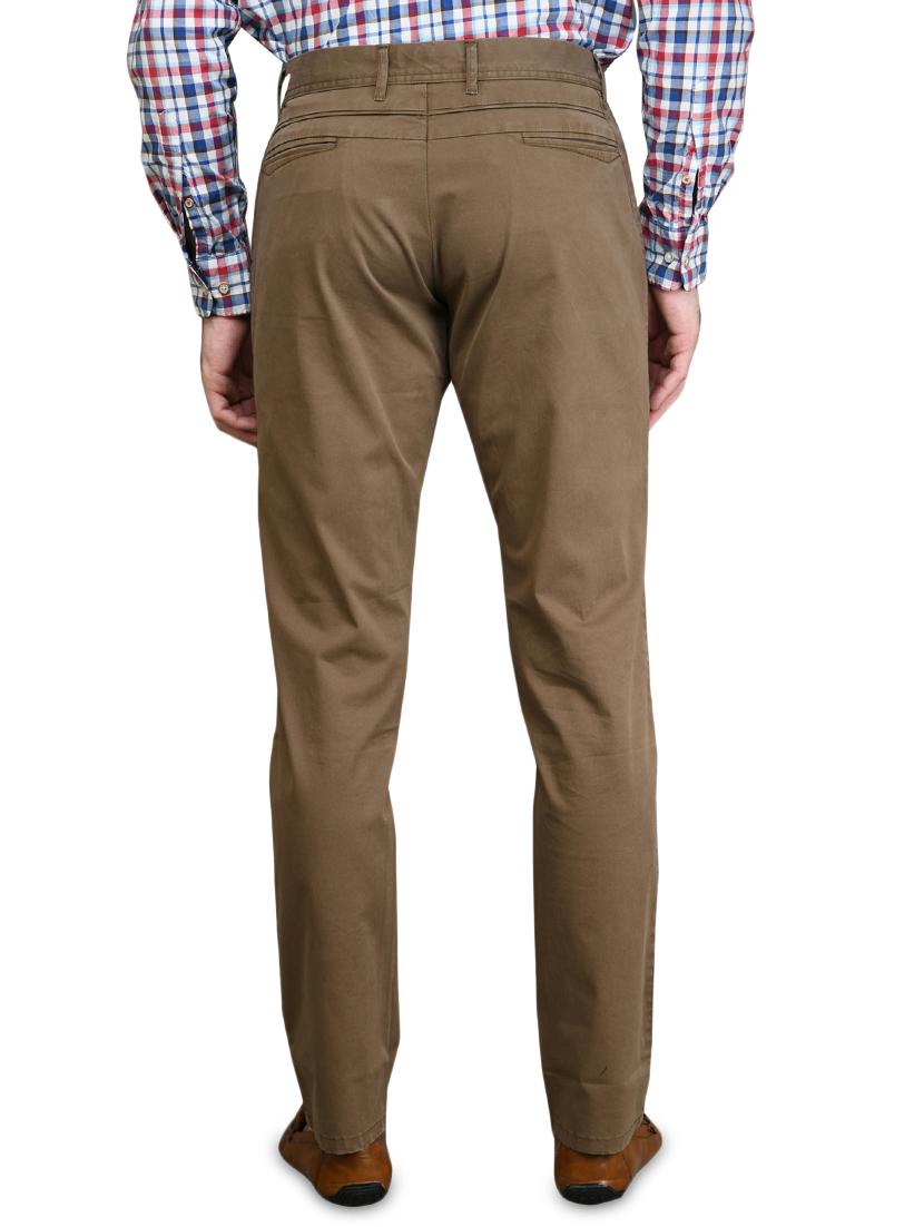 brown solid flat front casual trouser - 17540529 - Zoom Image - 3