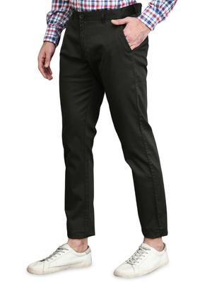 black solid flat front casual trouser - 17540532 - Standard Image - 2