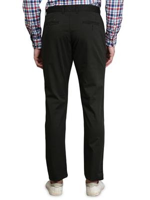 black solid flat front casual trouser - 17540532 - Standard Image - 3