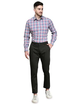 black solid flat front casual trouser - 17540532 - Standard Image - 4