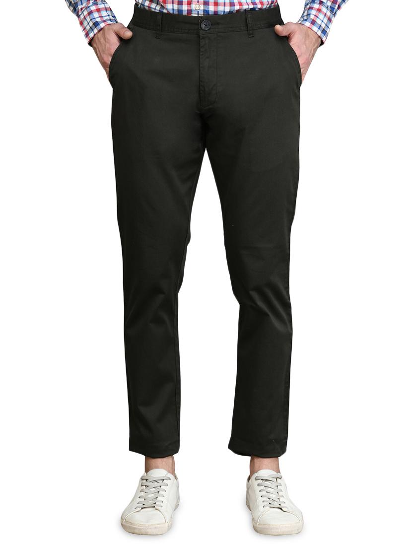 black solid flat front casual trouser - 17540532 - Zoom Image - 1