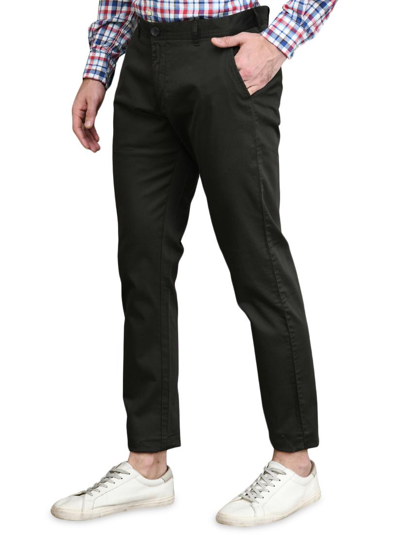 black solid flat front casual trouser - 17540532 - Zoom Image - 2