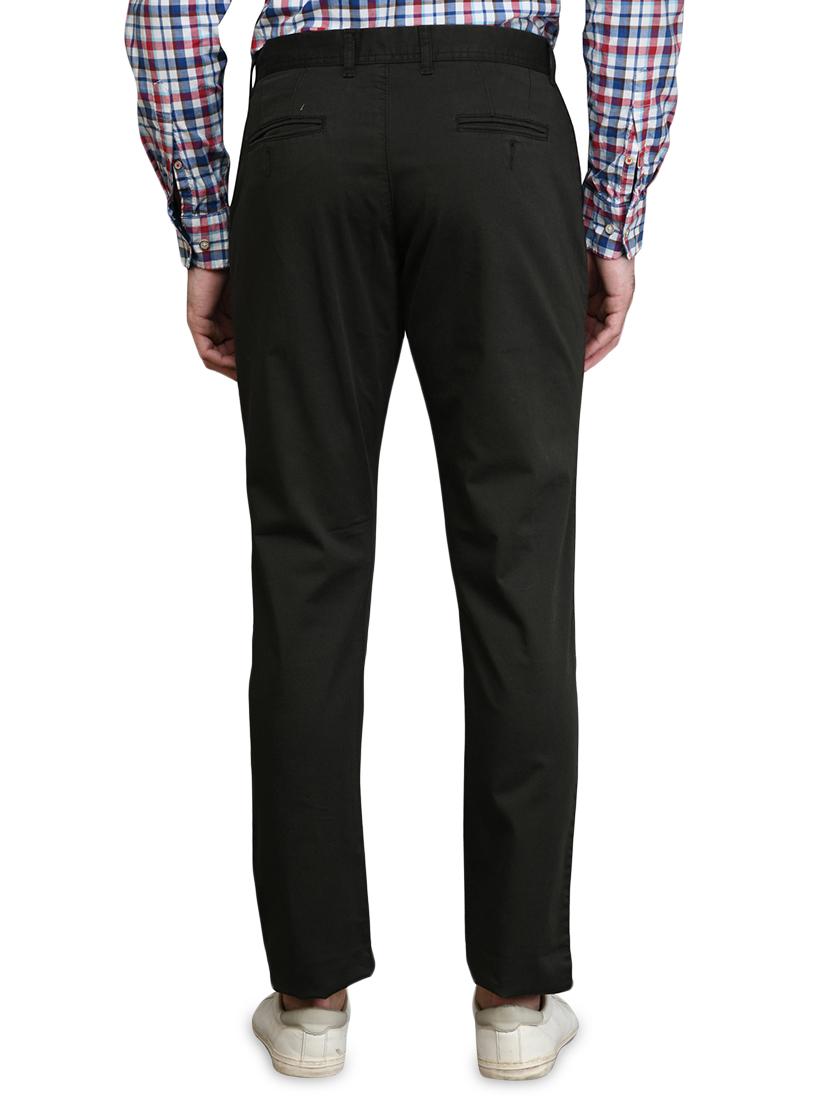 black solid flat front casual trouser - 17540532 - Zoom Image - 3