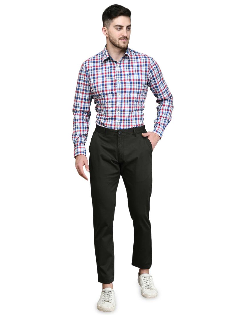 black solid flat front casual trouser - 17540532 - Zoom Image - 4