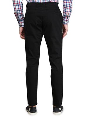 navy blue solid flat front casual trouser - 17540534 - Standard Image - 3