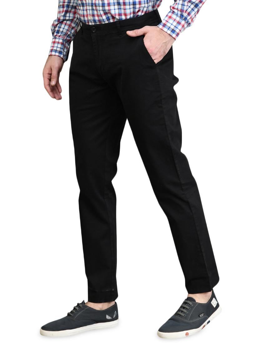 navy blue solid flat front casual trouser - 17540534 - Zoom Image - 2