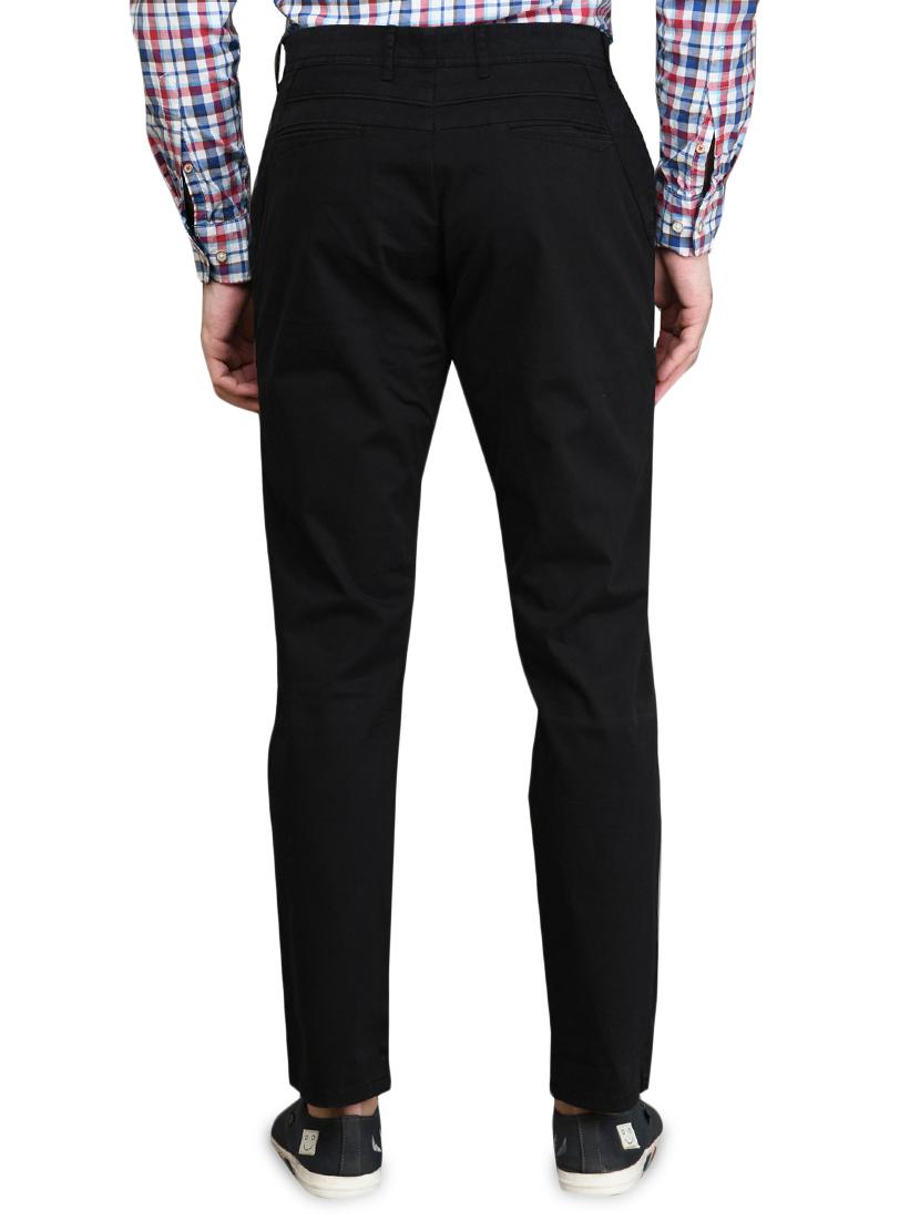 navy blue solid flat front casual trouser - 17540534 - Zoom Image - 3