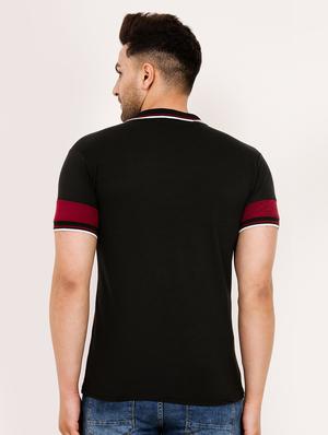 maroon color block polo t-shirt - 17541002 - Standard Image - 2