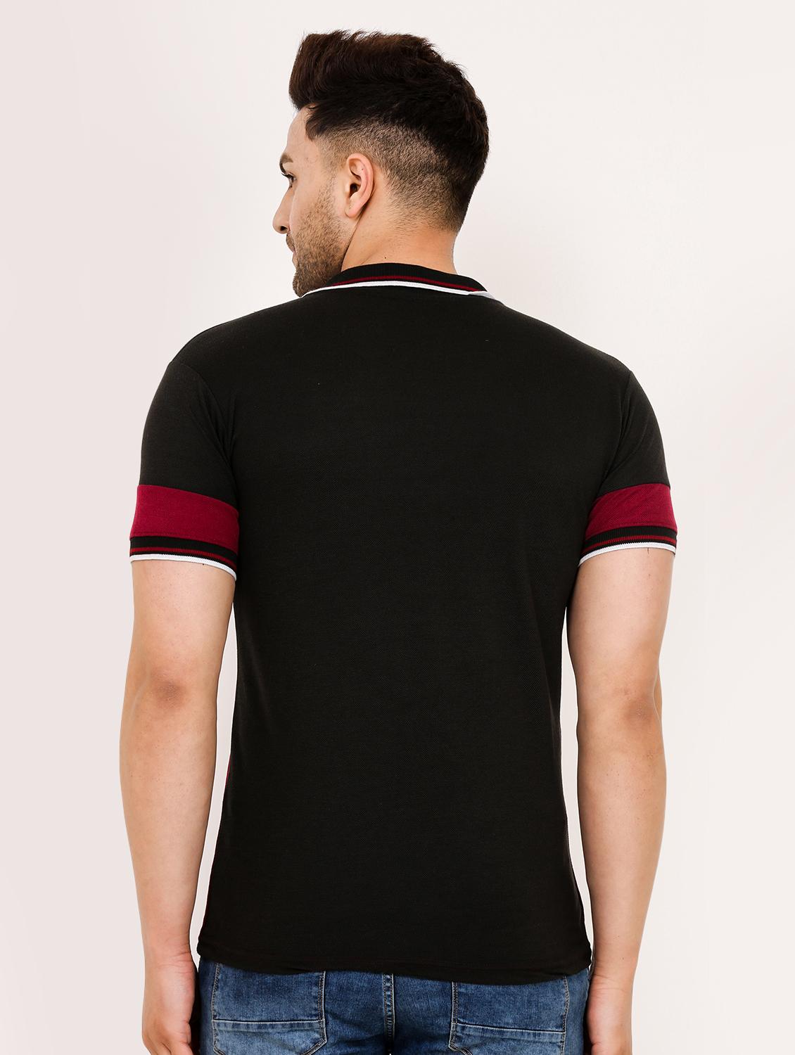 maroon color block polo t-shirt - 17541002 - Zoom Image - 2