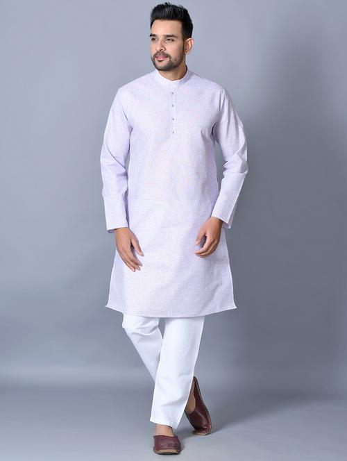 lilac solid kurta pajama ethnic wear set - 17541061 - Standard Image - 1