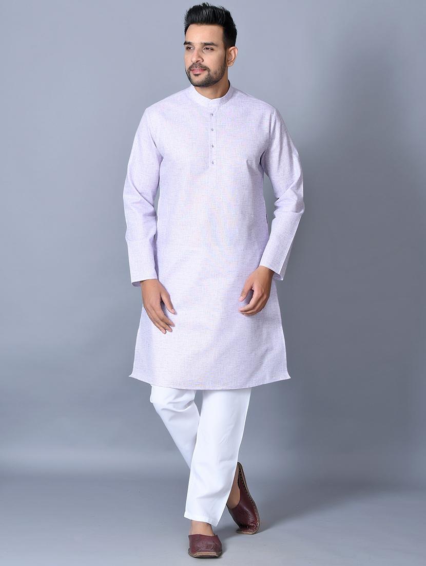 lilac solid kurta pajama ethnic wear set - 17541061 - Zoom Image - 1