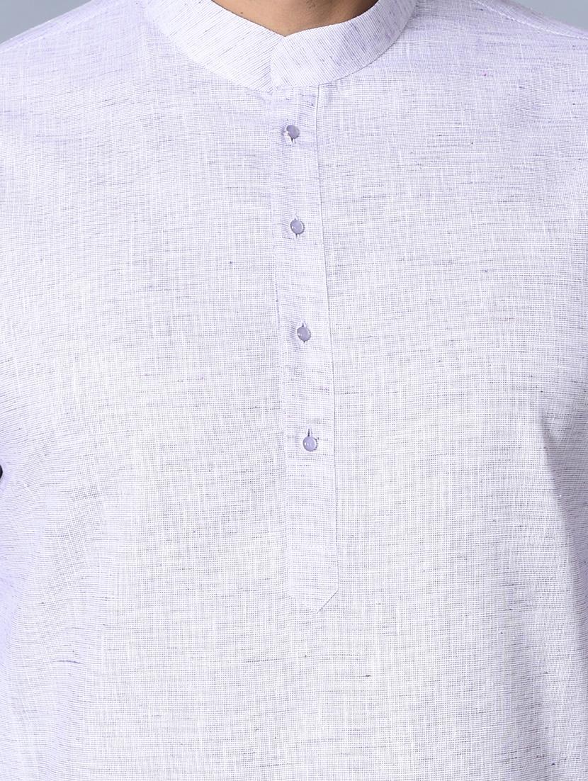 lilac solid kurta pajama ethnic wear set - 17541061 - Zoom Image - 4