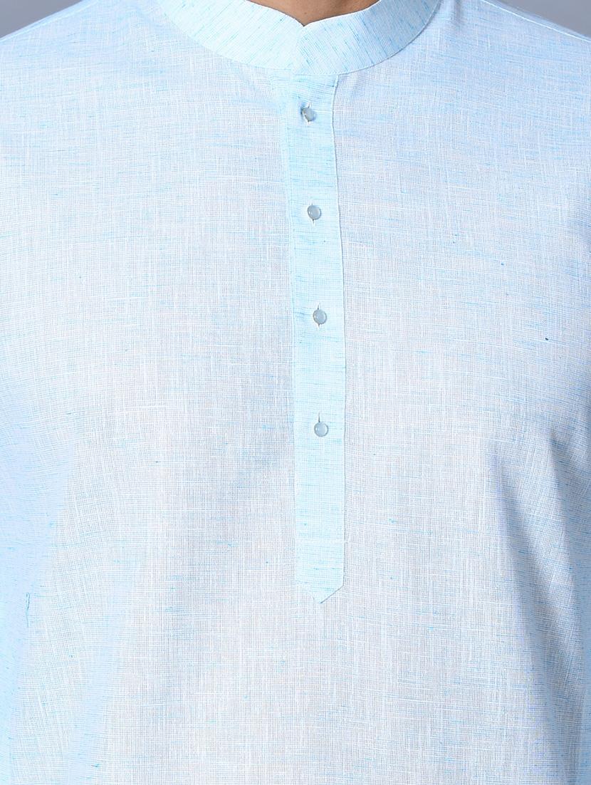 turquoise solid kurta pajama ethnic wear set - 17541062 - Zoom Image - 4