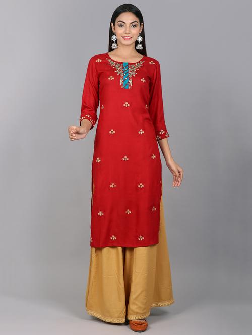 embroidered straight kurta - 17541123 - Standard Image - 1