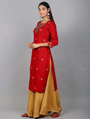 embroidered straight kurta - 17541123 - Standard Image - 2