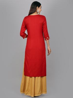 embroidered straight kurta - 17541123 - Standard Image - 3