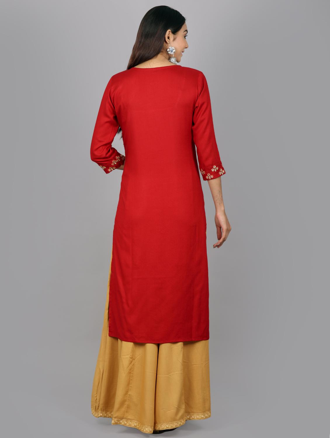 embroidered straight kurta - 17541123 - Zoom Image - 3