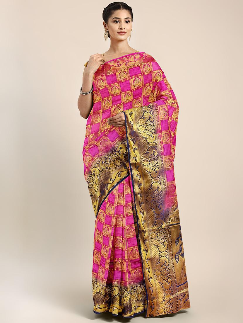 magenta banarasi saree with blouse - 17541289 - Zoom Image - 1