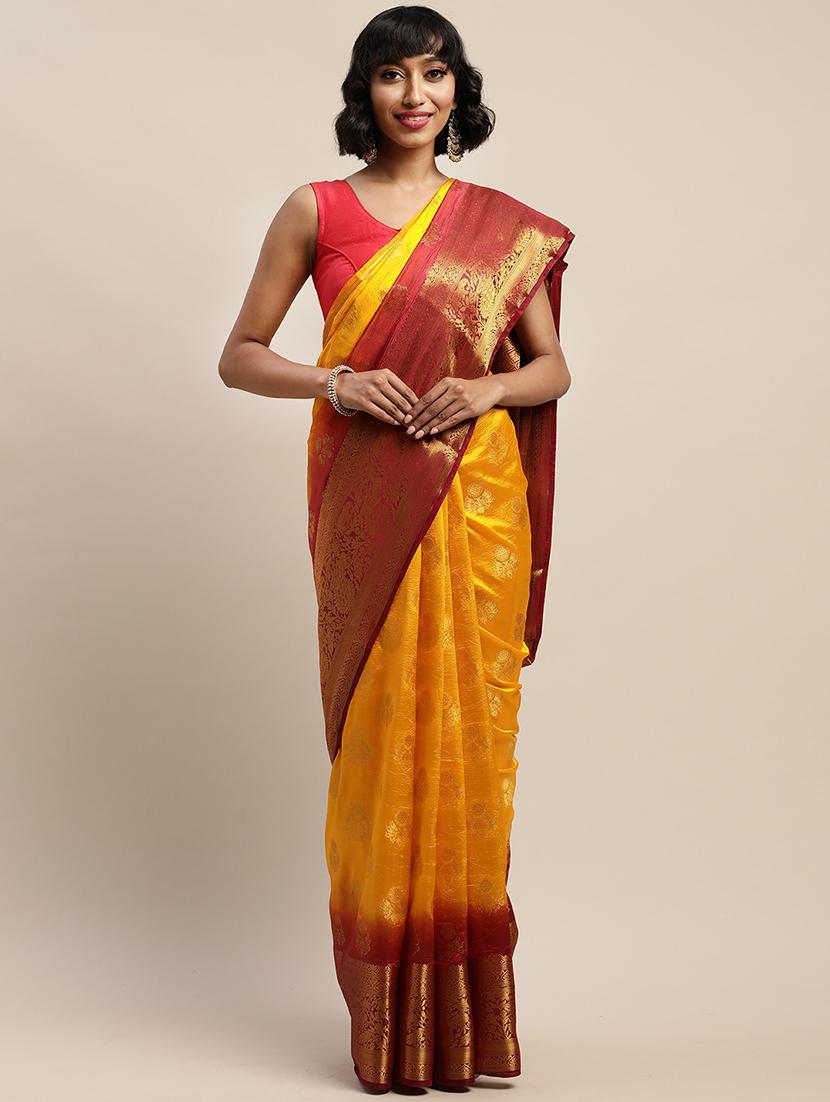 self design banarasi saree with blouse - 17541294 - Zoom Image - 1