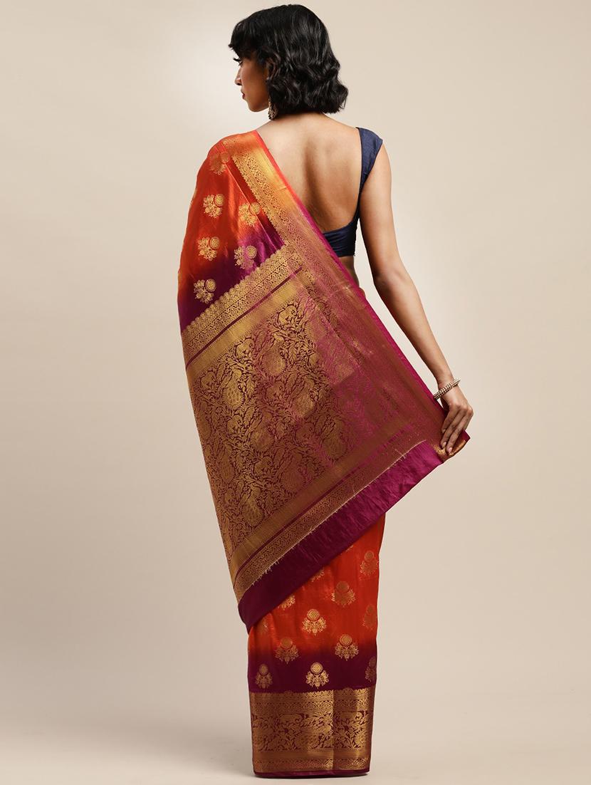 self design banarasi saree with blouse - 17541295 - Zoom Image - 2