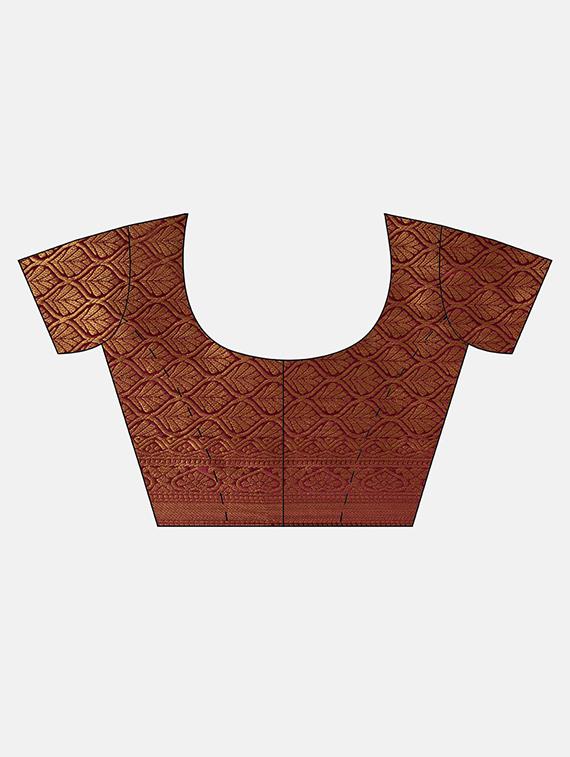 self design banarasi saree with blouse - 17541295 - Zoom Image - 3