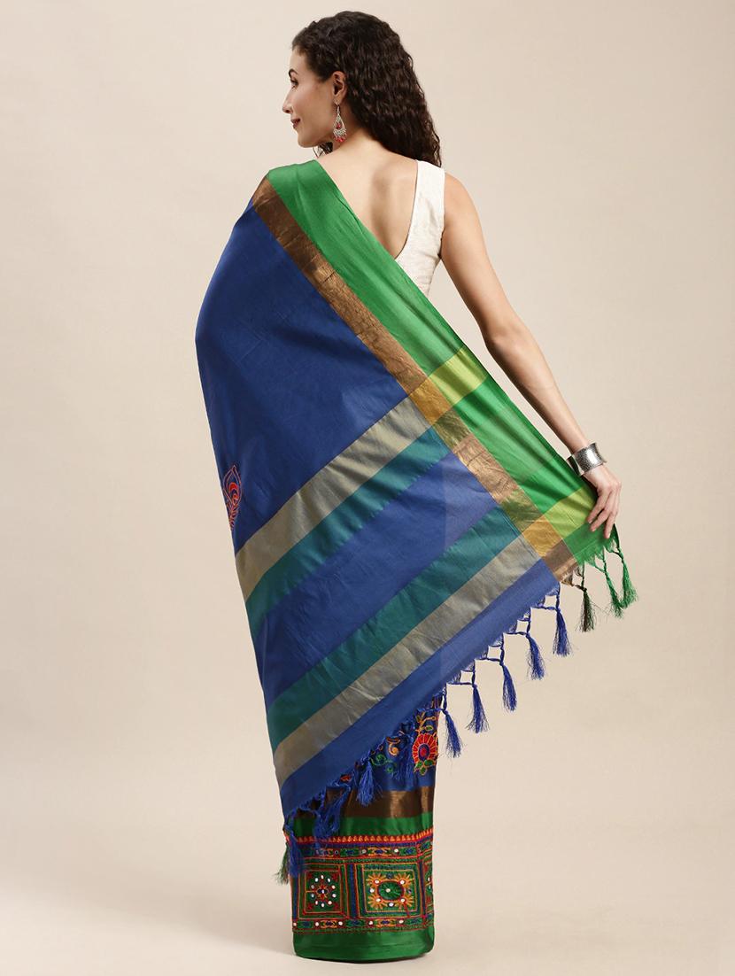bordered embroidered saree with blouse - 17541304 - Zoom Image - 2