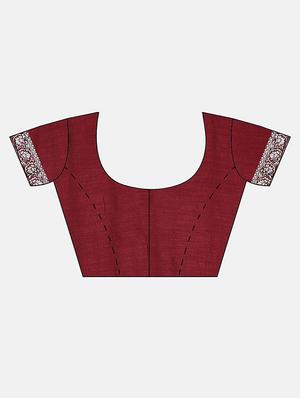 maroon embroidered saree with blouse - 17541311 - Standard Image - 3